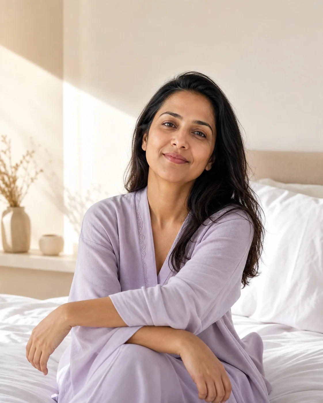 Woman resting comfortably in a quiet room